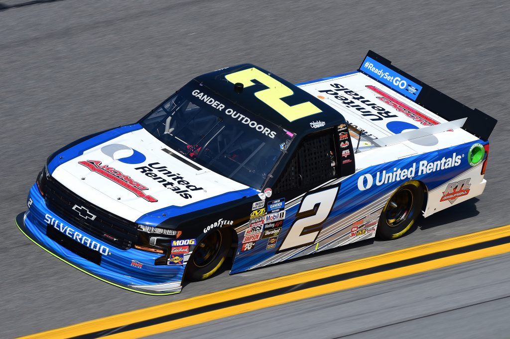 DAYTONA BEACH, FL - FEBRUARY 14:  Sheldon Creed, driver of the #2 United Rentals/A.M. Ortega Chevrolet, practices for the NASCAR Gander Outdoor Truck Series NextEra Energy 250 at Daytona International Speedway on February 14, 2019 in Daytona Beach, Florida.  (Photo by Jared C. Tilton/Getty Images) | Getty Images