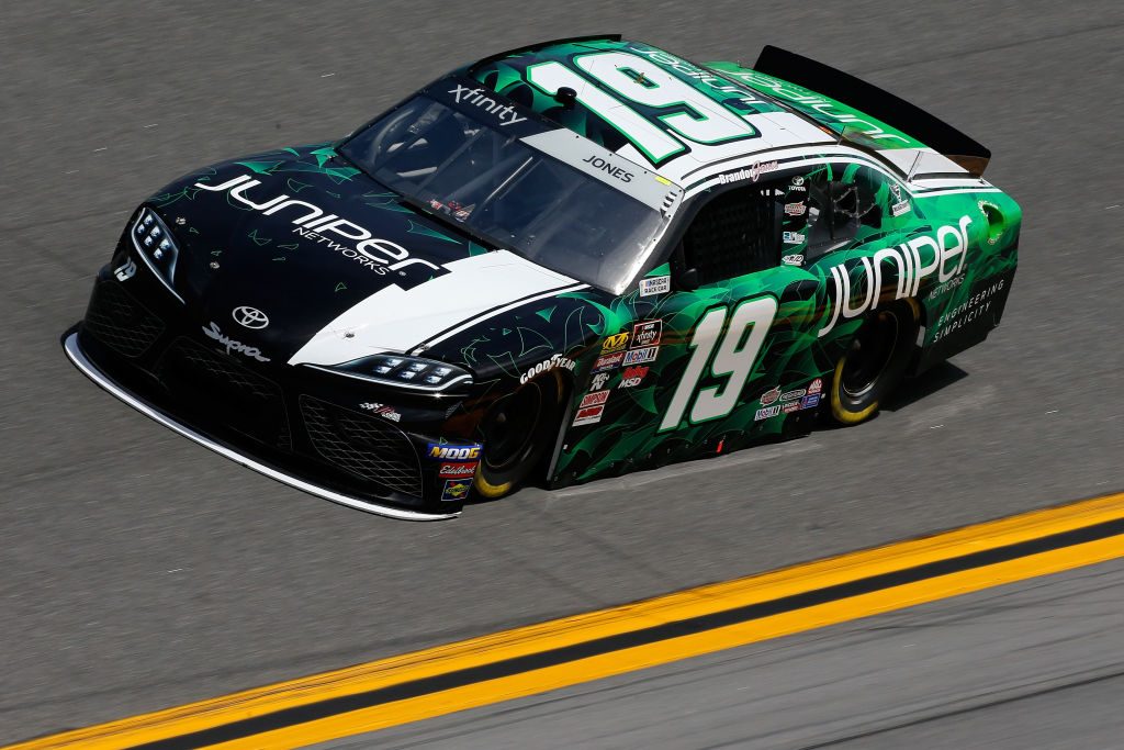 DAYTONA BEACH, FL - FEBRUARY 15: Brandon Jones, driver of the #19 Juniper Toyota, during practice for the NASCAR Xfinity Series NASCAR Racing Experience 300 at Daytona International Speedway on February 15, 2019 in Daytona Beach, Florida. (Photo by Jonathan Ferrey/Getty Images) | Getty Images