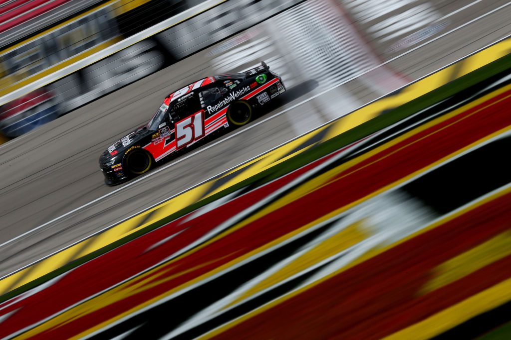 LAS VEGAS, NV - MARCH 01: Jeremy Clements, driver of the #51 RepairableVehicles.com Chevrolet, practices for the NASCAR Xfinty Series Boyd Gaming 300 at Las Vegas Motor Speedway on March 1, 2019 in Las Vegas, Nevada. (Photo by Sarah Crabill/Getty Images) | Getty Images