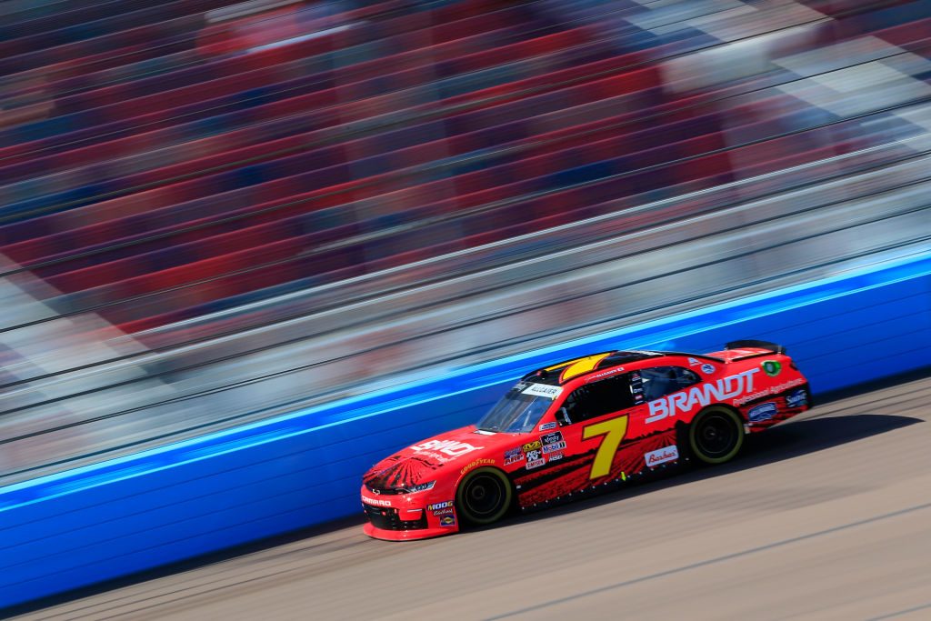 AVONDALE, AZ - MARCH 09: Justin Allgaier, driver of the #7 BRANDT Professional Agriculture Chevrolet, races during qualifying for the NASCAR XFINITY Series iK9 Service Dog 200 at ISM Raceway on March 9, 2019 in Avondale, Arizona. (Photo by Daniel Shirey/Getty Images) | Getty Images