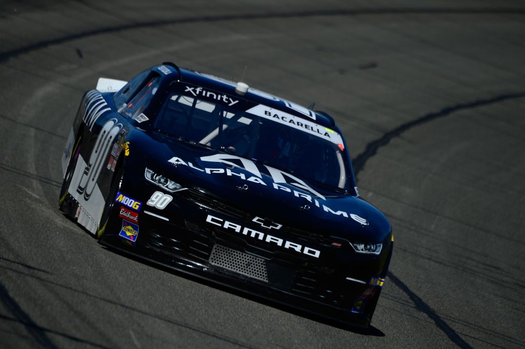FONTANA, CA - MARCH 15: Caesar Bacarella, driver of the #90 Alpha Prime/MAXIM Chevrolet, during practice for the NASCAR Xfinity Series Production Alliance Group 300 at Auto Club Speedway on March 15, 2019 in Fontana, California. (Photo by Robert Laberge/Getty Images) | Getty Images