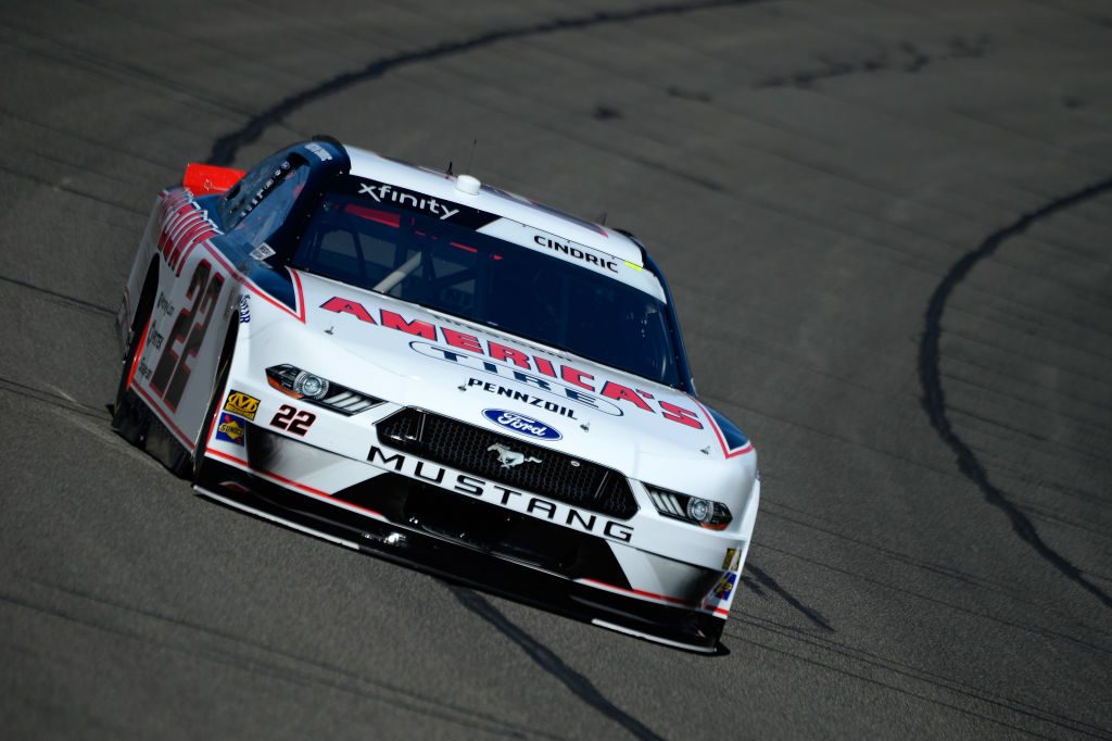 FONTANA, CA - MARCH 15: Austin Cindric, driver of the #22 America's Tire/Discount Tire Ford, during practice for the NASCAR Xfinity Series Production Alliance Group 300 at Auto Club Speedway on March 15, 2019 in Fontana, California. (Photo by Robert Laberge/Getty Images) | Getty Images