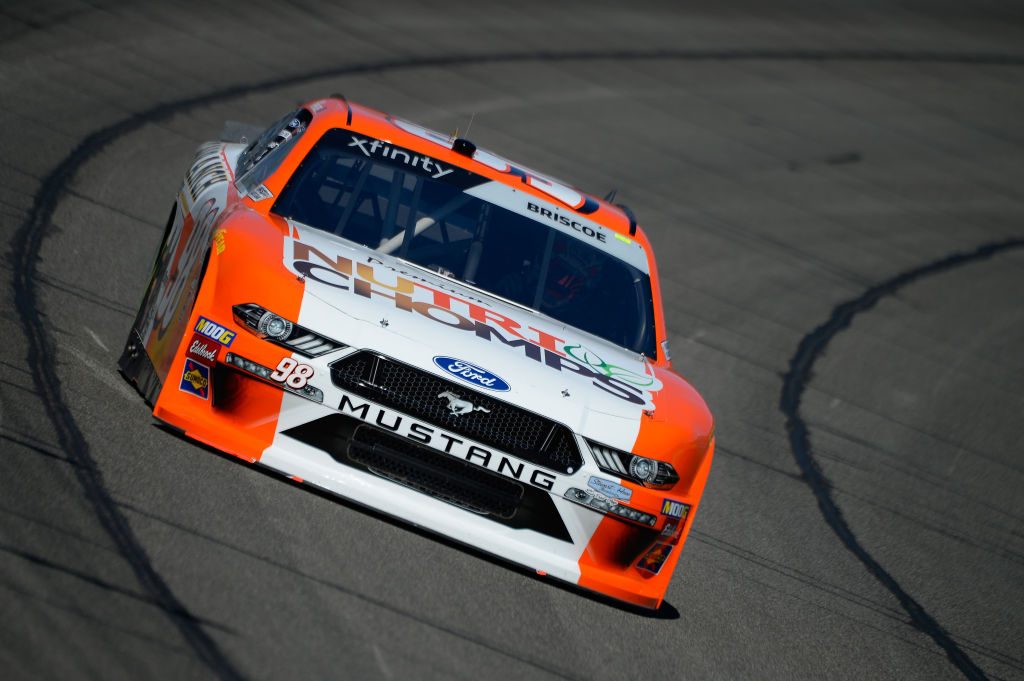 FONTANA, CA - MARCH 15: Chase Briscoe, driver of the #98 Nutri Chomps/C-A-L Ranch Ford, during practice for the NASCAR Xfinity Series Production Alliance Group 300 at Auto Club Speedway on March 15, 2019 in Fontana, California. (Photo by Robert Laberge/Getty Images) | Getty Images