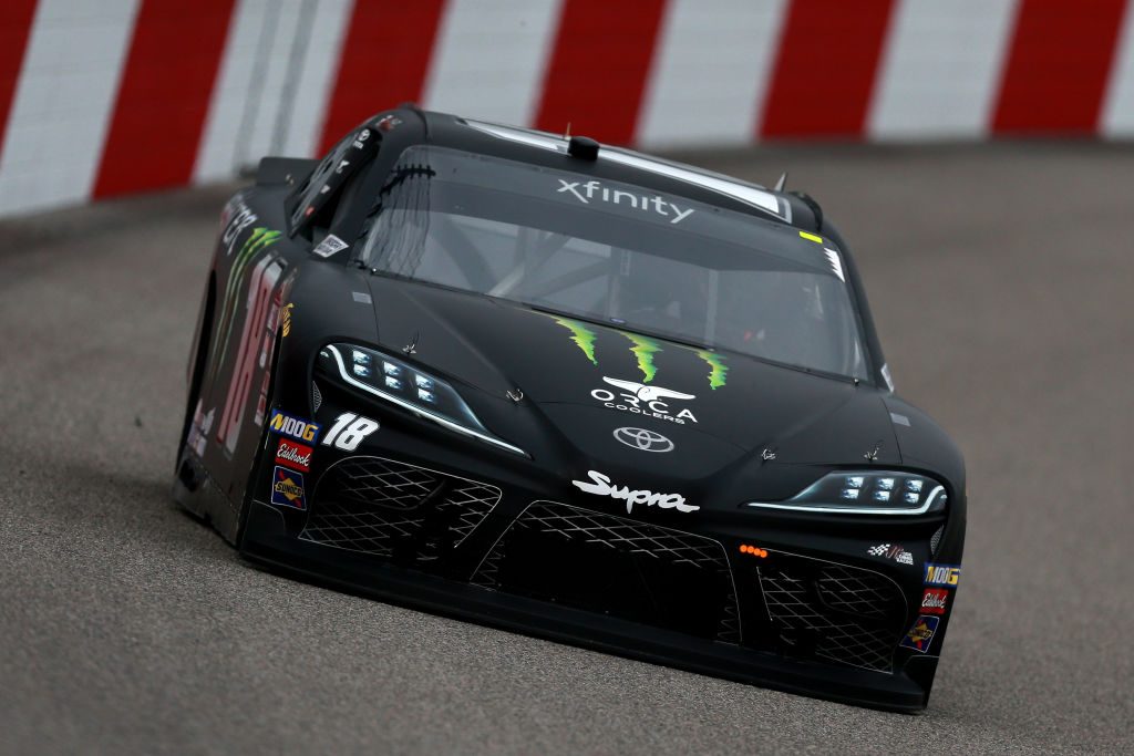 RICHMOND, VA - APRIL 12: Riley Herbst, driver of the #18 Monster Energy Toyota, practices for the NASCAR Xfinity Series ToyotaCare 250 at Richmond Raceway on April 12, 2019 in Richmond, Virginia. (Photo by Sean Gardner/Getty Images) | Getty Images