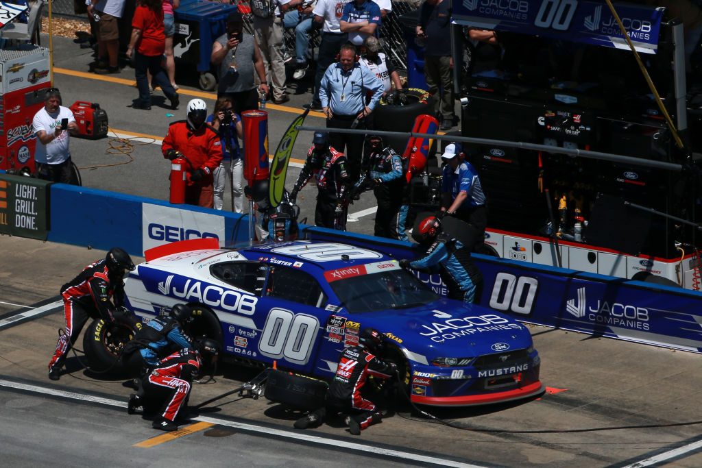 TALLADEGA, AL - APRIL 27: Cole Custer, driver of the #00 JACOB Companies Ford, pits during the NASCAR Xfinity Series MoneyLion 300 at Talladega Superspeedway on April 27, 2019 in Talladega, Alabama. (Photo by Sean Gardner/Getty Images) | Getty Images