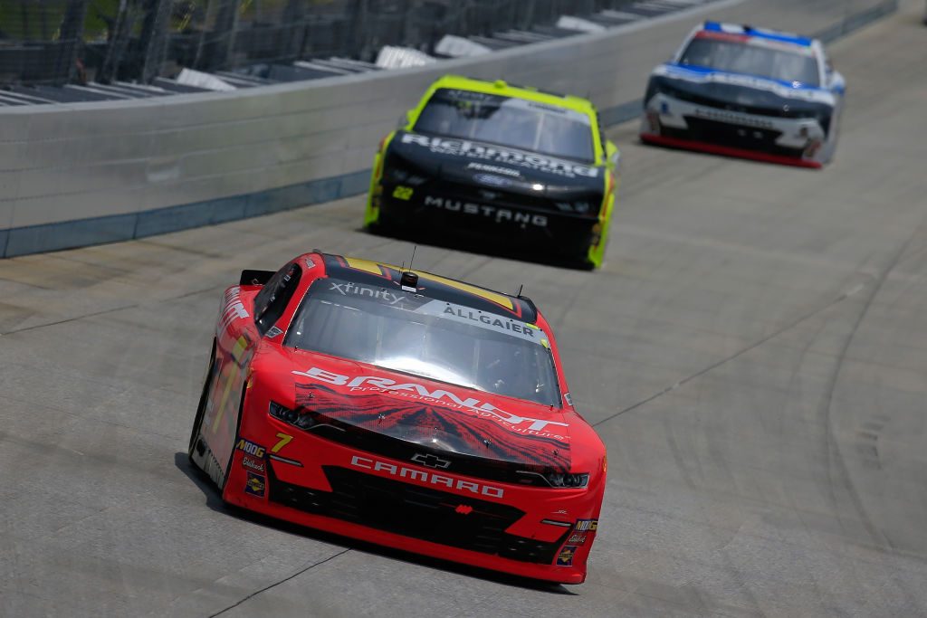 DOVER, DE - MAY 04: Justin Allgaier, driver of the #7 BRANDT Professional Agriculture Chevrolet, leads a pack of cars during the NASCAR Xfinity Series Allied Steel Buildings 200 at Dover International Speedway on May 4, 2019 in Dover, Delaware. (Photo by Chris Trotman/Getty Images) | Getty Images