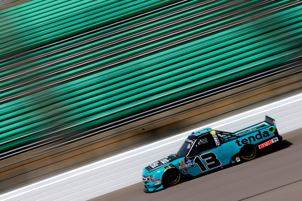 KANSAS CITY, KS - MAY 10: Johnny Sauter, driver of the #13 Tenda Ford, drives during practice for the NASCAR Gander Outdoors Truck Series Digital Ally 250 at Kansas Speedway on May 10, 2019 in Kansas City, Kansas. (Photo by Jonathan Ferrey/Getty Images) | Getty Images
