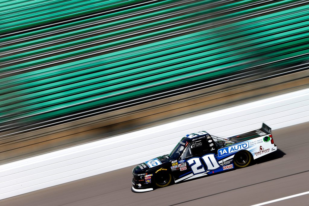 KANSAS CITY, KS - MAY 10: Spencer Boyd, driver of the #20 Chevrolet, drives during practice for the NASCAR Gander Outdoors Truck Series Digital Ally 250 at Kansas Speedway on May 10, 2019 in Kansas City, Kansas. (Photo by Jonathan Ferrey/Getty Images) | Getty Images