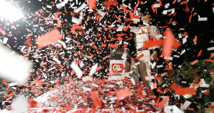 KANSAS CITY, KS - MAY 11:  Brad Keselowski, driver of the #2 Wurth Ford, celebrates in victory lane after winning the Monster Energy NASCAR Cup Series Digital Ally 400 at Kansas Speedway on May 11, 2019 in Kansas City, Kansas.  (Photo by Jonathan Ferrey/Getty Images) | Getty Images