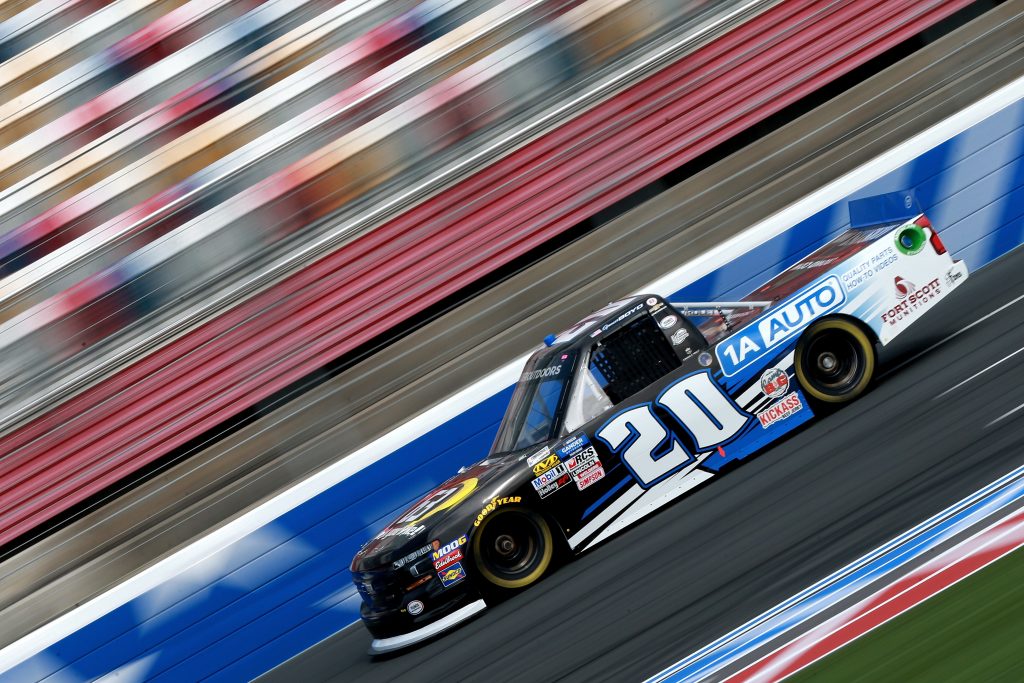 CHARLOTTE, NC - MAY 17: Spencer Boyd, driver of the #20 1A Auto Chevrolet, practices for the NASCAR Gander Outdoors Truck Series North Carolina Education Lottery 200 at Charlotte Motor Speedway on May 17, 2019 in Charlotte, North Carolina. (Photo by Sean Gardner/Getty Images) | Getty Images
