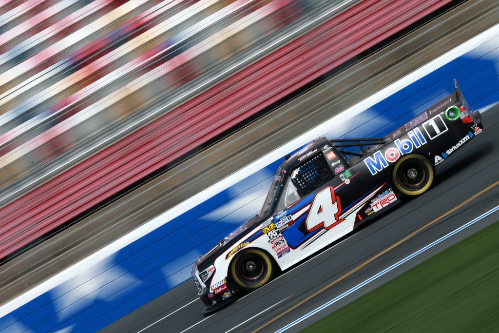 CHARLOTTE, NC - MAY 17: Todd Gilliland, driver of the #4 Mobil 1 Toyota, practices for the NASCAR Gander Outdoors Truck Series North Carolina Education Lottery 200 at Charlotte Motor Speedway on May 17, 2019 in Charlotte, North Carolina. (Photo by Sean Gardner/Getty Images) | Getty Images
