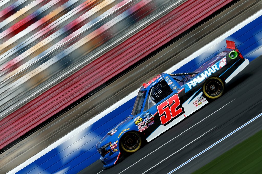 CHARLOTTE, NC - MAY 17: Stewart Friesen, driver of the #52 Halmar International Chevrolet, practices for the NASCAR Gander Outdoors Truck Series North Carolina Education Lottery 200 at Charlotte Motor Speedway on May 17, 2019 in Charlotte, North Carolina. (Photo by Sean Gardner/Getty Images) | Getty Images