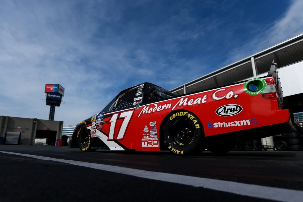 CHARLOTTE, NC - MAY 17: Tyler Ankrum, driver of the #17 May's Hawaii Toyota, drives through the garage during practice for the NASCAR Gander Outdoors Truck Series North Carolina Education Lottery 200 at Charlotte Motor Speedway on May 17, 2019 in Charlotte, North Carolina. (Photo by Sean Gardner/Getty Images) | Getty Images