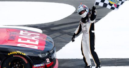 CHARLOTTE, NORTH CAROLINA - MAY 25: Tyler Reddick, driver of the #2 TAME the BEAST Chevrolet, celebrates after winning the NASCAR Xfinity Series Alsco 300 at Charlotte Motor Speedway on May 25, 2019 in Charlotte, North Carolina. (Photo by Brian Lawdermilk/Getty Images) | Getty Images