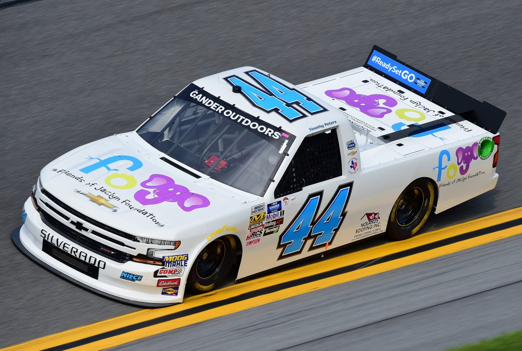 DAYTONA BEACH, FL - FEBRUARY 14:  Timothy Peters, driver of the #44 Friends of Jaclyn Foundation Chevrolet, practices for the NASCAR Gander Outdoor Truck Series NextEra Energy 250 at Daytona International Speedway on February 14, 2019 in Daytona Beach, Florida.  (Photo by Jared C. Tilton/Getty Images) | Getty Images