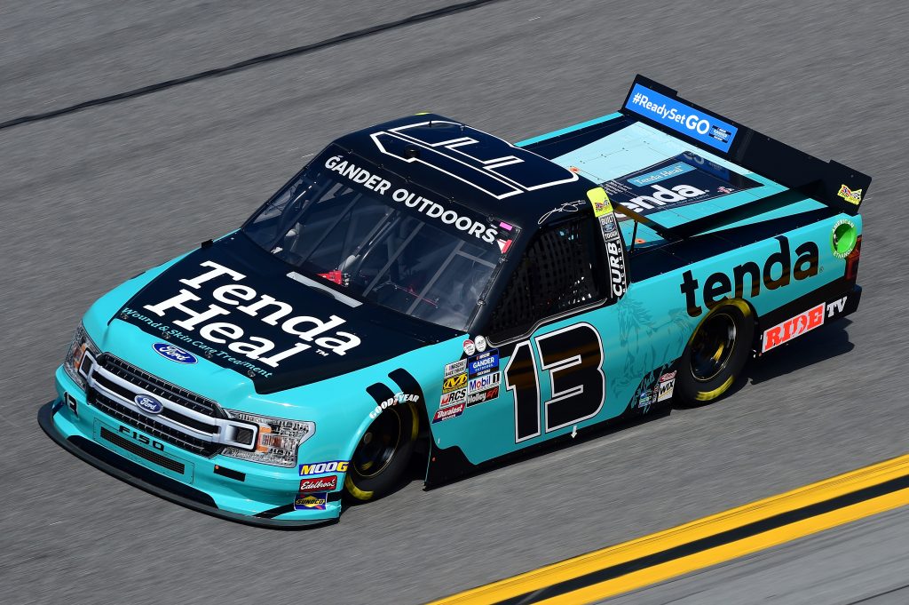 DAYTONA BEACH, FL - FEBRUARY 14:  Johnny Sauter, driver of the #13 Tenda Heal Ford, practices for the NASCAR Gander Outdoor Truck Series NextEra Energy 250 at Daytona International Speedway on February 14, 2019 in Daytona Beach, Florida.  (Photo by Jared C. Tilton/Getty Images) | Getty Images