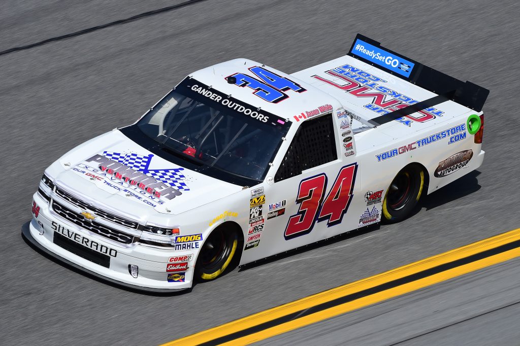 DAYTONA BEACH, FL - FEBRUARY 14:  Jason White, driver of the #34 Powder Ventures Excavations Chevrolet, practices for the NASCAR Gander Outdoor Truck Series NextEra Energy 250 at Daytona International Speedway on February 14, 2019 in Daytona Beach, Florida.  (Photo by Jared C. Tilton/Getty Images) | Getty Images