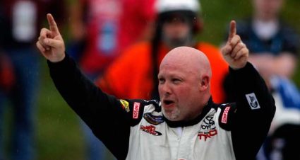 DOVER, DE - JUNE 01:  Todd Bodine, driver of the #11 Red Horse Racing Toyota, celebrates on pit road after winning the NASCAR Camping World Truck Series Lucas Oil 200 at Dover International Speedway on June 1, 2012 in Dover, Delaware.  (Photo by Todd Warshaw/Getty Images) | Getty Images