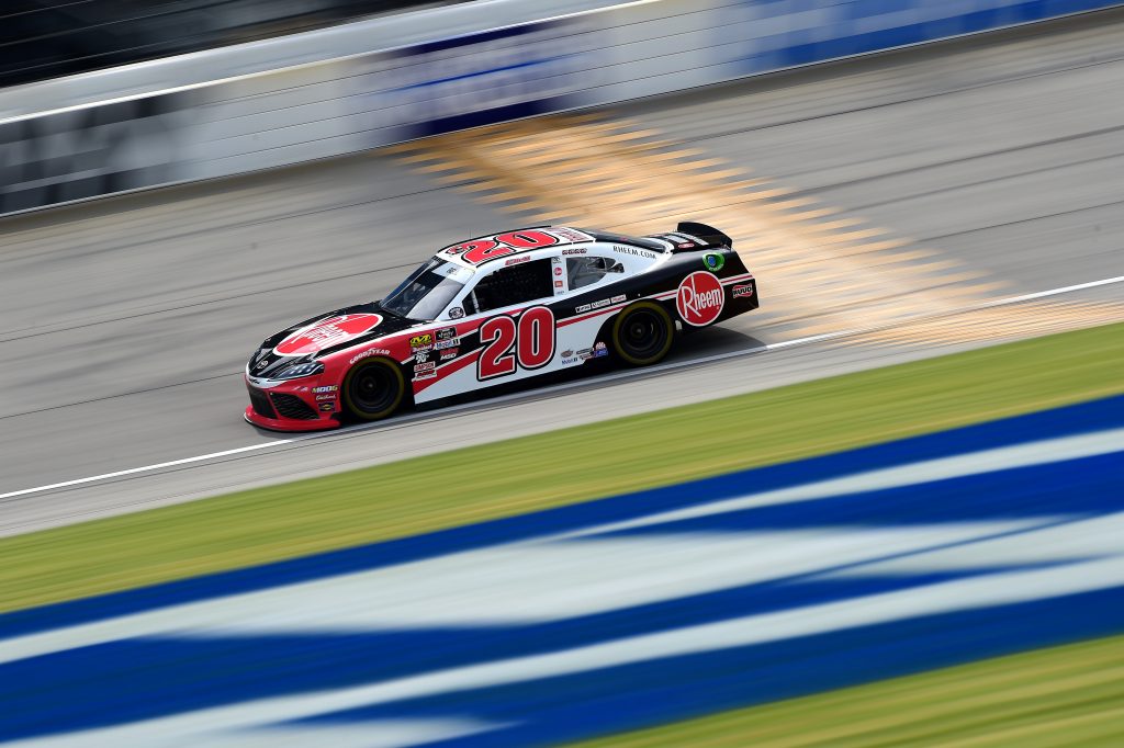 JOLIET, ILLINOIS - JUNE 28: Christopher Bell, driver of the #20 Rheem Toyota, practices for the NASCAR Xfinity Series Camping World 300 at Chicagoland Speedway on June 28, 2019 in Joliet, Illinois. (Photo by Jared C. Tilton/Getty Images) | Getty Images