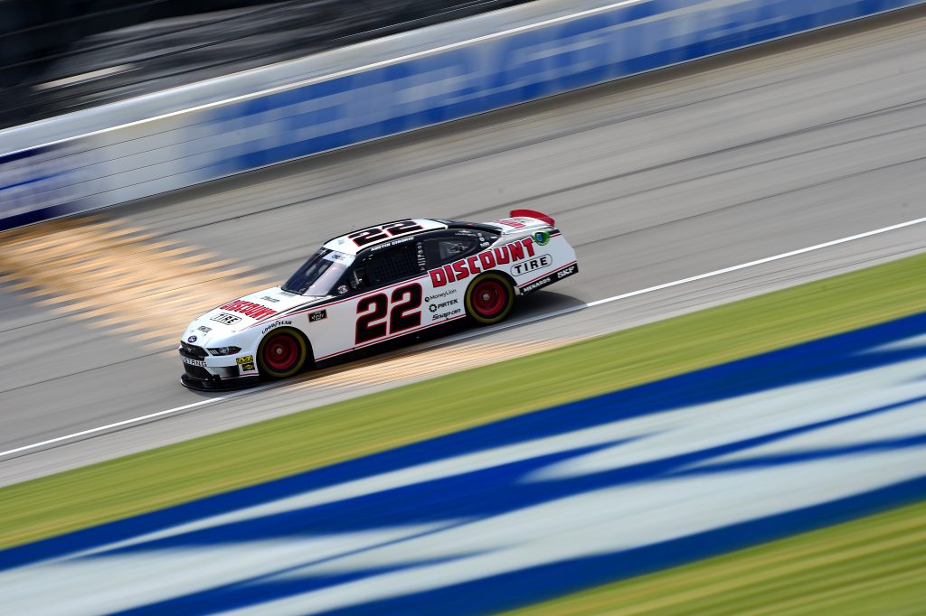 JOLIET, ILLINOIS - JUNE 28: Austin Cindric, driver of the #22 Discount Tire Ford, practices for the NASCAR Xfinity Series Camping World 300 at Chicagoland Speedway on June 28, 2019 in Joliet, Illinois. (Photo by Jared C. Tilton/Getty Images) | Getty Images
