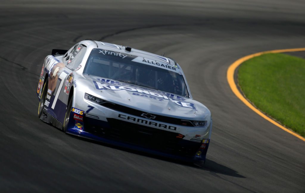 LONG POND, PENNSYLVANIA - MAY 31: Justin Allgaier, driver of the #7 Klondike Chevrolet, practices for the NASCAR Xfinity Series Pocono Green 250 at Pocono Raceway on May 31, 2019 in Long Pond, Pennsylvania. (Photo by Chris Trotman/Getty Images) | Getty Images