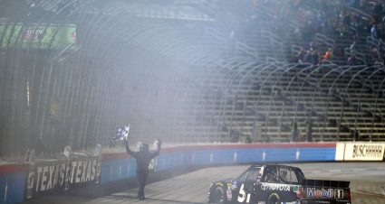 FORT WORTH, TEXAS - JUNE 07: Greg Biffle, driver of the #51 Toyota Toyota, celebrates winning the NASCAR Gander Outdoors Truck Series SpeedyCash.com 400 at Texas Motor Speedway on June 07, 2019 in Fort Worth, Texas. (Photo by Jared C. Tilton/Getty Images) | Getty Images