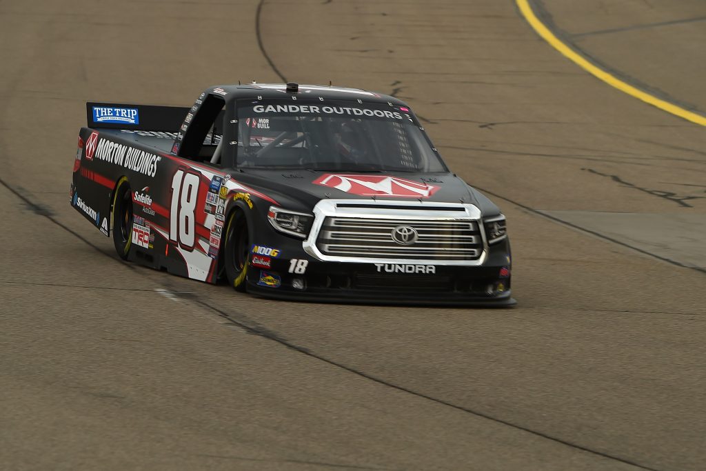 NEWTON, IOWA - JUNE 15: Harrison Burton, driver of the #18 Morton Buildings Toyota, drives during practice for the NASCAR Gander Outdoor Truck Series M&M's 200 at Iowa Speedway on June 15, 2019 in Newton, Iowa. (Photo by Stacy Revere/Getty Images) | Getty Images