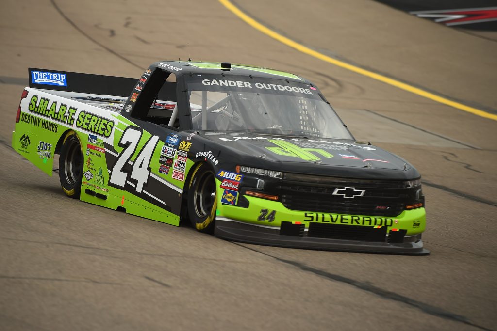 NEWTON, IOWA - JUNE 15: Brett Moffitt, driver of the #24 Destiny Homes Smart Series Chevrolet, drives during practice for the NASCAR Gander Outdoor Truck Series M&M's 200 at Iowa Speedway on June 15, 2019 in Newton, Iowa. (Photo by Stacy Revere/Getty Images) | Getty Images