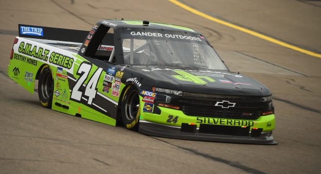NEWTON, IOWA - JUNE 15: Brett Moffitt, driver of the #24 Destiny Homes Smart Series Chevrolet, drives during practice for the NASCAR Gander Outdoor Truck Series M&M's 200 at Iowa Speedway on June 15, 2019 in Newton, Iowa. (Photo by Stacy Revere/Getty Images) | Getty Images