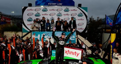 DOVER, DE - OCTOBER 03:  Regan Smith, driver of the #7 Fire Alarm Services Chevrolet, celebrates in Victory Lane after winning the NASCAR XFINITY Series Hisense 200 at Dover International Speedway on October 3, 2015 in Dover, Delaware.  (Photo by Jeff Curry/Getty Images) | Getty Images