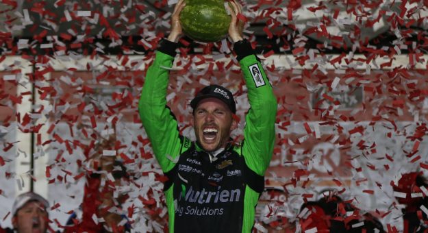 DAYTONA BEACH, FLORIDA - JULY 05: Ross Chastain, driver of the #16 Ellsworth Advisors Chevrolet, celebrates afyter winning the NASCAR Xfinity Series Circle K Firecracker 250 Powered by Coca-Cola at Daytona International Speedway on July 05, 2019 in Daytona Beach, Florida. (Photo by Matt Sullivan/Getty Images) | Getty Images