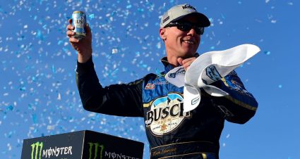LOUDON, NEW HAMPSHIRE - JULY 21: Kevin Harvick, driver of the #4 Busch Beer/National Forest Foundation Ford, celebrates in Victory Lane after winning the Monster Energy NASCAR Cup Series Foxwoods Resort Casino 301 at New Hampshire Motor Speedway on July 21, 2019 in Loudon, New Hampshire. (Photo by Jared C. Tilton/Getty Images) | Getty Images