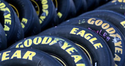 FORT WORTH, TX - NOVEMBER 03:  Goodyear Eagle racing tires are seen in the garage area during Salute To Veterans Qualifying Days Fueled by Texas Lottery for the Monster Energy NASCAR Cup Series AAA Texas 500 at Texas Motor Speedway on November 3, 2017 in Fort Worth, Texas.  (Photo by Richard W. Rodriguez/Getty Images for Texas Motor Speedway) | Getty Images