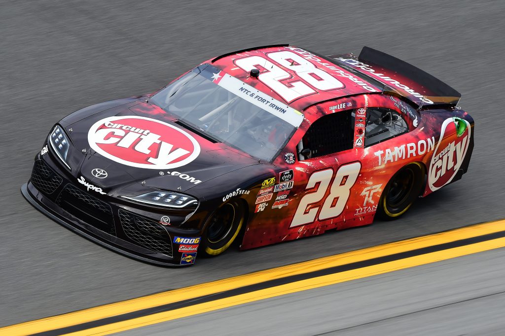 DAYTONA BEACH, FLORIDA - JULY 05: Shane Lee, driver of the #28 Circuit City Toyota, qualifies for the NASCAR Xfinity Series Circle K Firecracker 250 Powered by Coca-Cola at Daytona International Speedway on July 05, 2019 in Daytona Beach, Florida. (Photo by Jared C. Tilton/Getty Images) | Getty Images