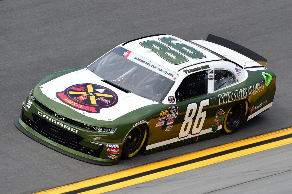 DAYTONA BEACH, FLORIDA - JULY 05: Brandon Brown, driver of the #86 BMSraceteam.com Chevrolet, qualifies for the NASCAR Xfinity Series Circle K Firecracker 250 Powered by Coca-Cola at Daytona International Speedway on July 05, 2019 in Daytona Beach, Florida. (Photo by Jared C. Tilton/Getty Images) | Getty Images