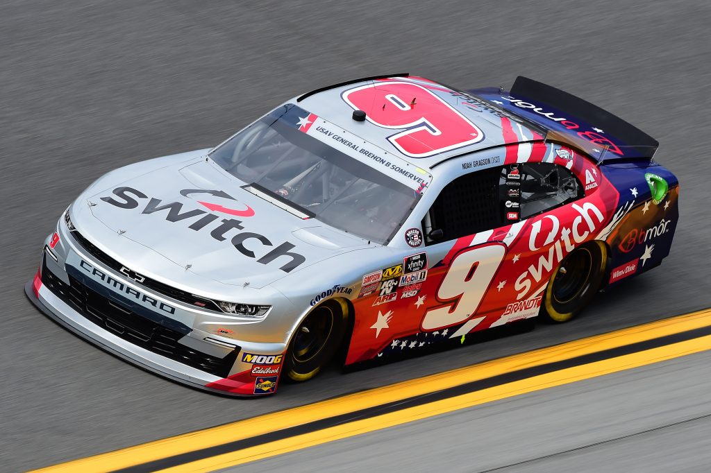 DAYTONA BEACH, FLORIDA - JULY 05: Noah Gragson, driver of the #9 Switch Chevrolet, qualifies for the NASCAR Xfinity Series Circle K Firecracker 250 Powered by Coca-Cola at Daytona International Speedway on July 05, 2019 in Daytona Beach, Florida. (Photo by Jared C. Tilton/Getty Images) | Getty Images