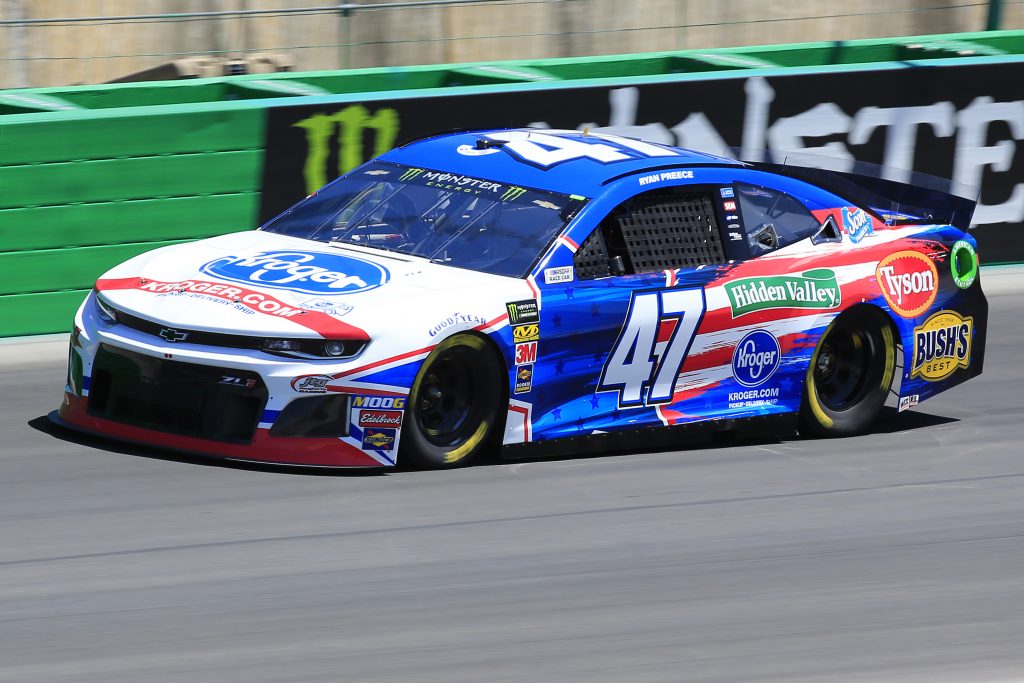 SPARTA, KENTUCKY - JULY 12: Ryan Preece, driver of the #47 Kroger Chevrolet, practices for the Monster Energy NASCAR Cup Series Quaker State 400 Presented by Walmart at Kentucky Speedway on July 12, 2019 in Sparta, Kentucky. (Photo by Daniel Shirey/Getty Images)