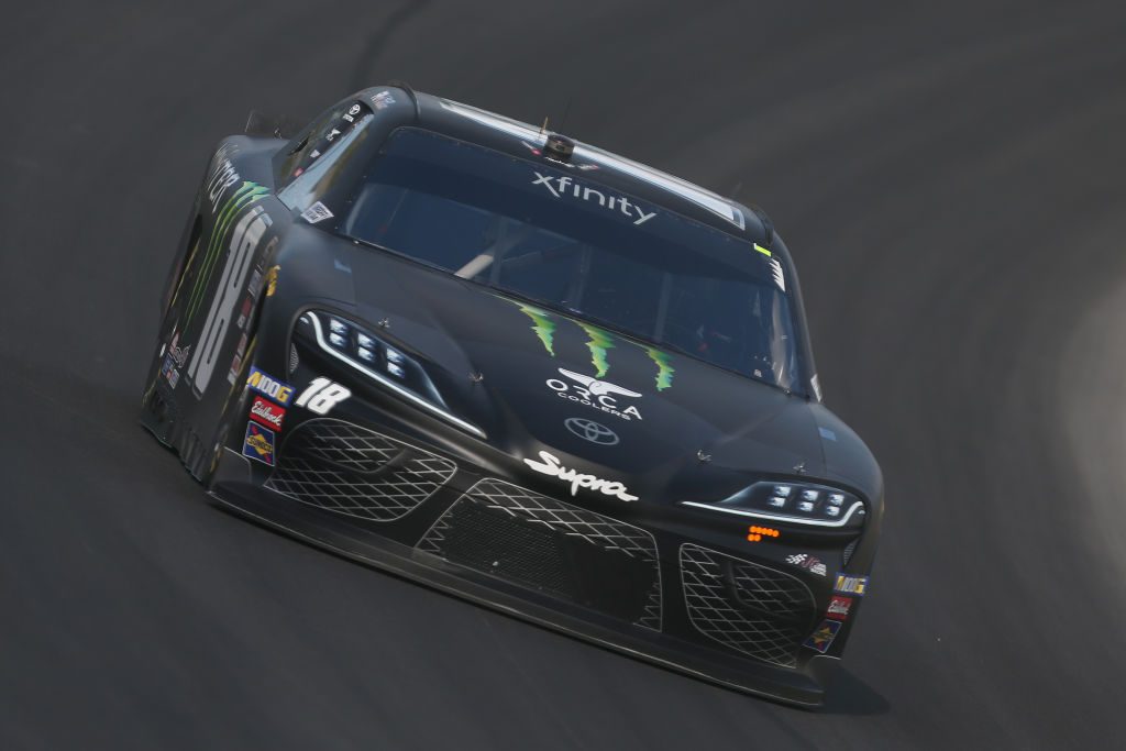 SPARTA, KENTUCKY - JULY 11: Riley Herbst, driver of the #18 Monster Energy Toyota, drives during practice for the NASCAR Xfinity Series Alsco 300 at Kentucky Speedway on July 11, 2019 in Sparta, Kentucky. (Photo by Matt Sullivan/Getty Images) | Getty Images