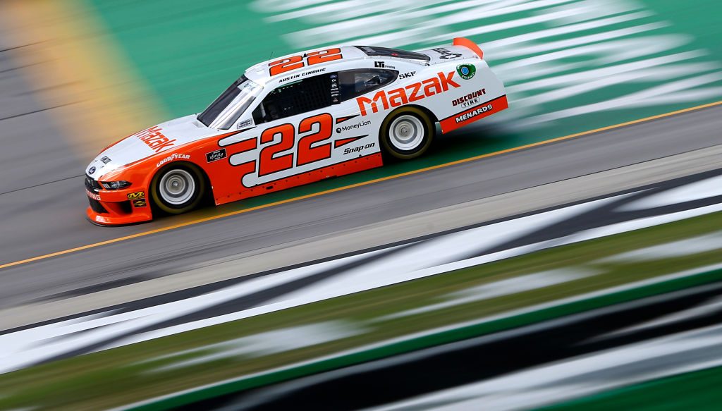 SPARTA, KENTUCKY - JULY 11: Austin Cindric, driver of the #22 Mazak Ford, drives during practice for the NASCAR Xfinity Series Alsco 300 at Kentucky Speedway on July 11, 2019 in Sparta, Kentucky. (Photo by Brian Lawdermilk/Getty Images)