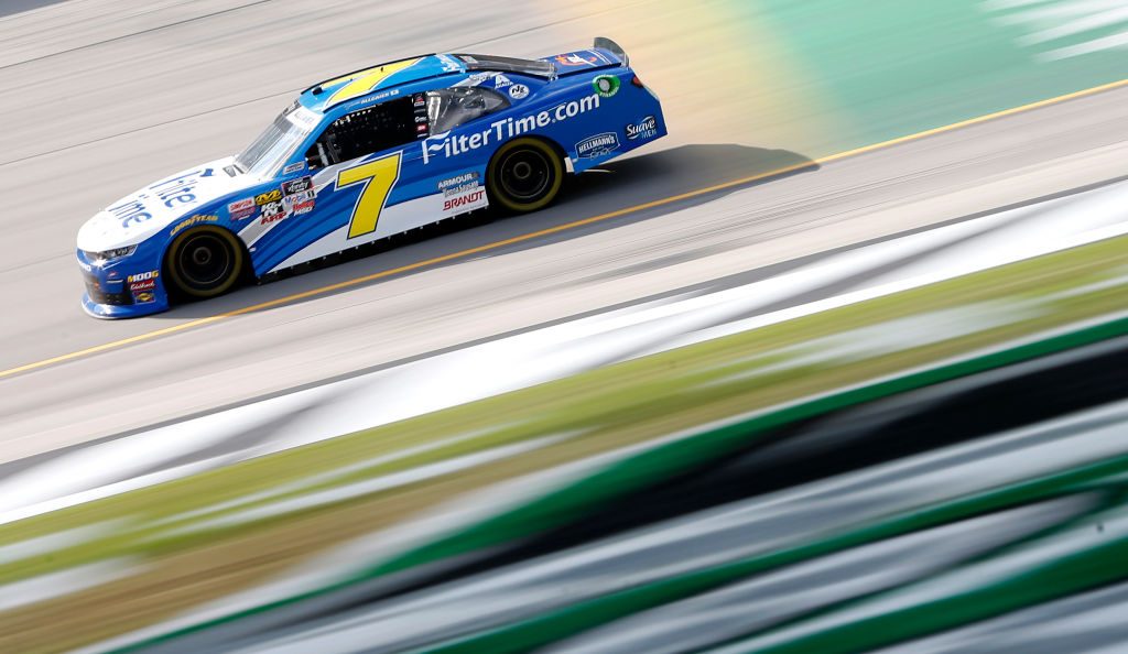 SPARTA, KENTUCKY - JULY 11: Justin Allgaier, driver of the #7 FilterTime Chevrolet, drives during practice for the NASCAR Xfinity Series Alsco 300 at Kentucky Speedway on July 11, 2019 in Sparta, Kentucky. (Photo by Brian Lawdermilk/Getty Images)
