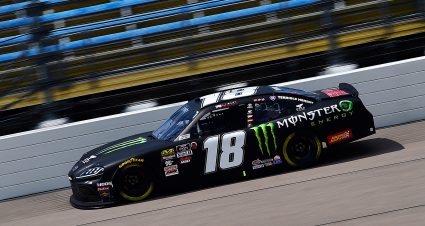 NEWTON, IA - JULY 27: Riley Herbst, driver of the #18 Monster Energy Toyota, drives during qualifying for the NASCAR Xfinity Series U.S. Cellular 250 at Iowa Speedway on July 27, 2019 in Newton, Iowa. (Photo by Jeff Curry/Getty Images) | Getty Images