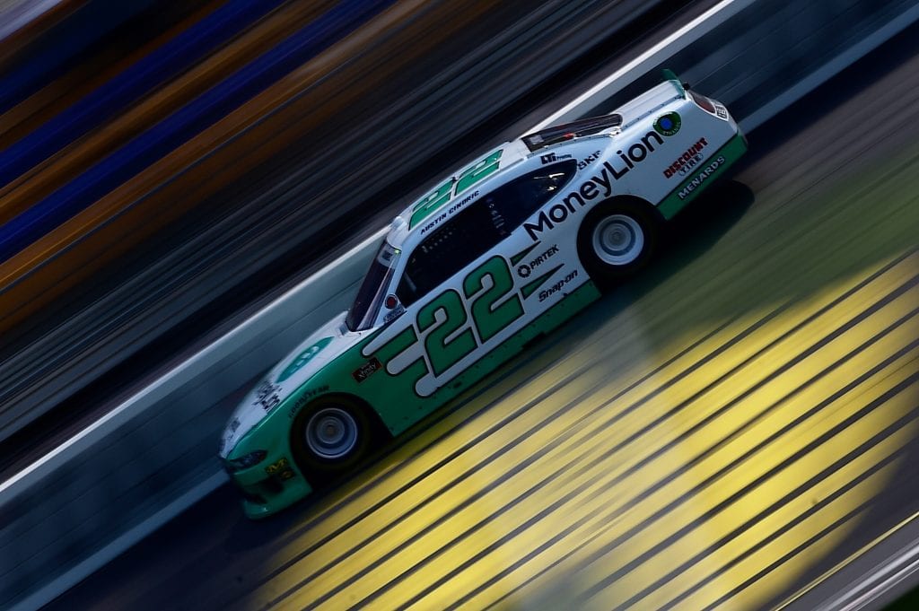 NEWTON, IA - JULY 26: Austin Cindric, driver of the #22 MoneyLion Ford, drives during practice for the NASCAR Xfinity Series U.S. Cellular 250 at Iowa Speedway on July 26, 2019 in Newton, Iowa. (Photo by Jeff Curry/Getty Images) | Getty Images