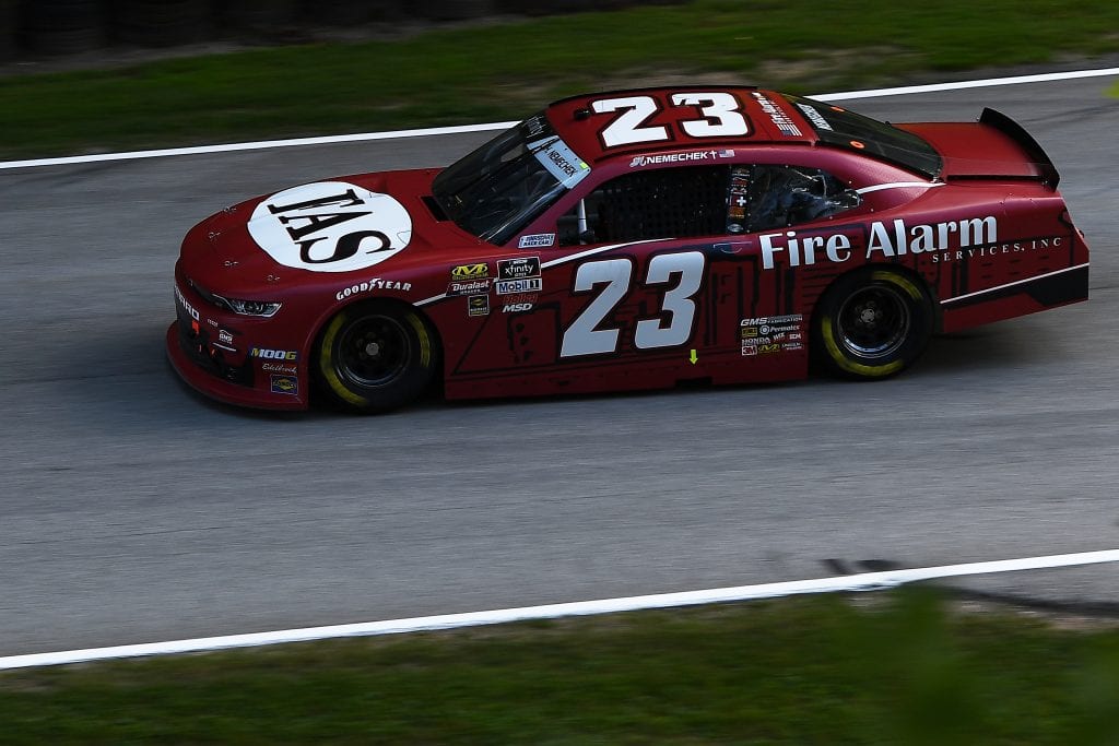 ELKHART LAKE, WISCONSIN - AUGUST 23: John Hunter Nemechek, driver of the #23 Fire Alarm Services Chevrolet, drives during practice for the NASCAR Xfinity Series CTECH Manufacturing 180 at Road America on August 23, 2019 in Elkhart Lake, Wisconsin. (Photo by Stacy Revere/Getty Images) | Getty Images
