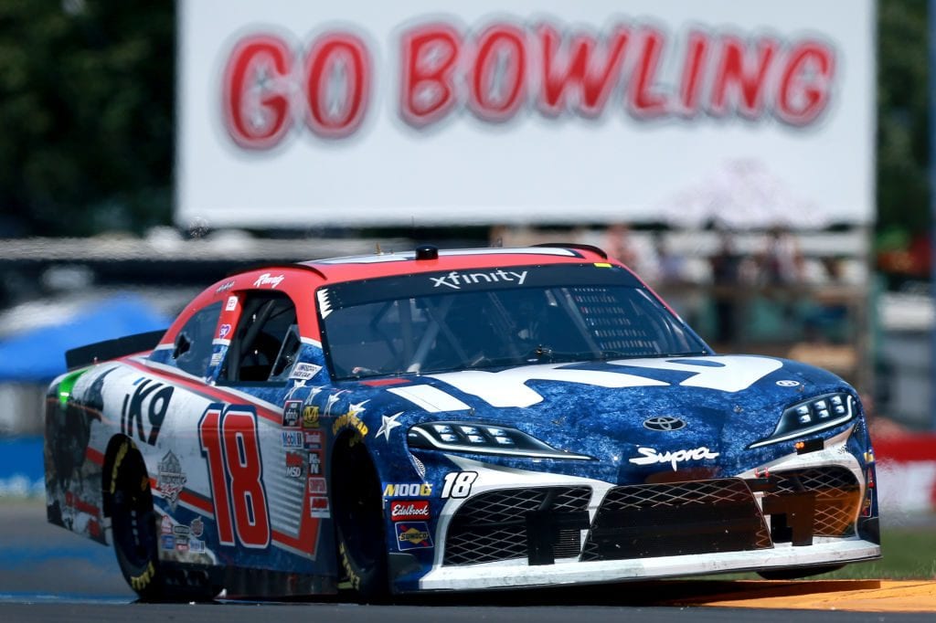 WATKINS GLEN, NEW YORK - AUGUST 02: Kyle Busch, driver of the #18 iK9 Toyota, practices for the NASCAR Xfinity Series Zippo 200 at The Glen at Watkins Glen International on August 02, 2019 in Watkins Glen, New York. (Photo by Sean Gardner/Getty Images) | Getty Images