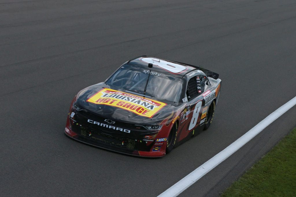 WATKINS GLEN, NEW YORK - AUGUST 03: Ryan Preece, driver of the #8 Louisiana Hot Sauce Chevrolet, leads a pack of cars during the NASCAR Xfinity Series Zippo 200 at The Glen at Watkins Glen International on August 03, 2019 in Watkins Glen, New York. (Photo by Sean Gardner/Getty Images) | Getty Images