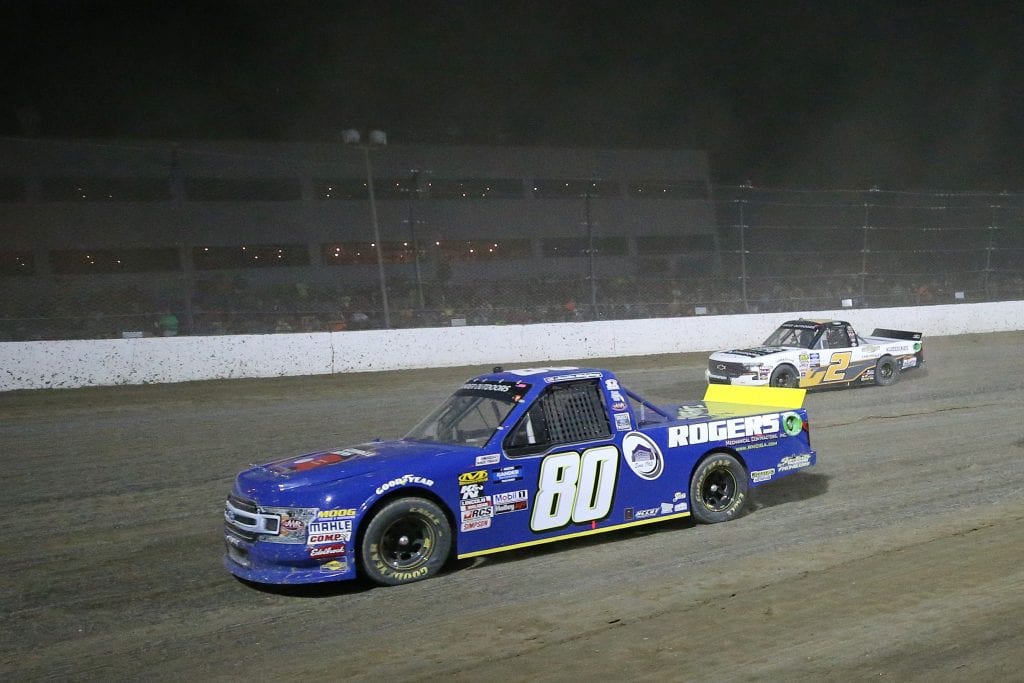 ROSSBURG, OHIO - AUGUST 01: Justin Shipley, driver of the #80 Rogers Ford, races during the NASCAR Gander Outdoor Truck Series Eldora Dirt Derby at Eldora Speedway on August 01, 2019 in Rossburg, Ohio. (Photo by Matt Sullivan/Getty Images) | Getty Images
