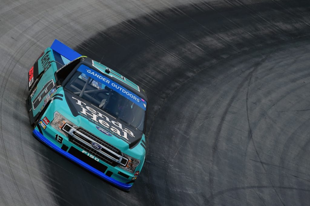 BRISTOL, TENNESSEE - AUGUST 15: Johnny Sauter, driver of the #13 Tenda Heal Ford, practices for the NASCAR Gander Outdoor Truck Series UNOH 200 presented by Ohio Logistics at Bristol Motor Speedway on August 15, 2019 in Bristol, Tennessee. (Photo by Jared C. Tilton/Getty Images) | Getty Images