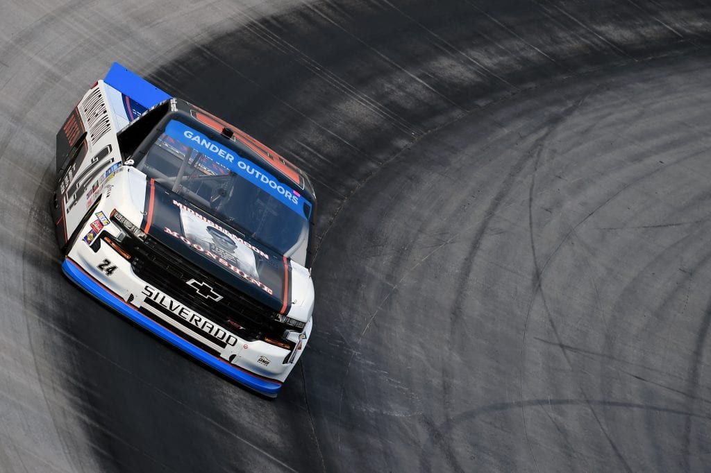 BRISTOL, TENNESSEE - AUGUST 15: Brett Moffitt, driver of the #24 Midnight Moon Moonshine Chevrolet, practices for the NASCAR Gander Outdoor Truck Series UNOH 200 presented by Ohio Logistics at Bristol Motor Speedway on August 15, 2019 in Bristol, Tennessee. (Photo by Jared C. Tilton/Getty Images) | Getty Images