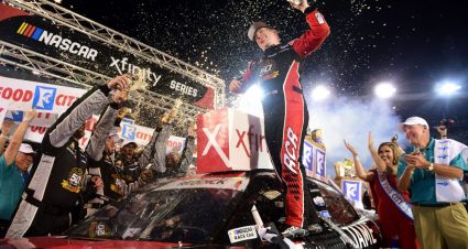 BRISTOL, TENNESSEE - AUGUST 16: Tyler Reddick, driver of the #2 Tame the BEAST Chevrolet, celebrates in Victory Lane after winning the NASCAR Xfinity Series Food City 300 at Bristol Motor Speedway on August 16, 2019 in Bristol, Tennessee. (Photo by Jared C. Tilton/Getty Images) | Getty Images