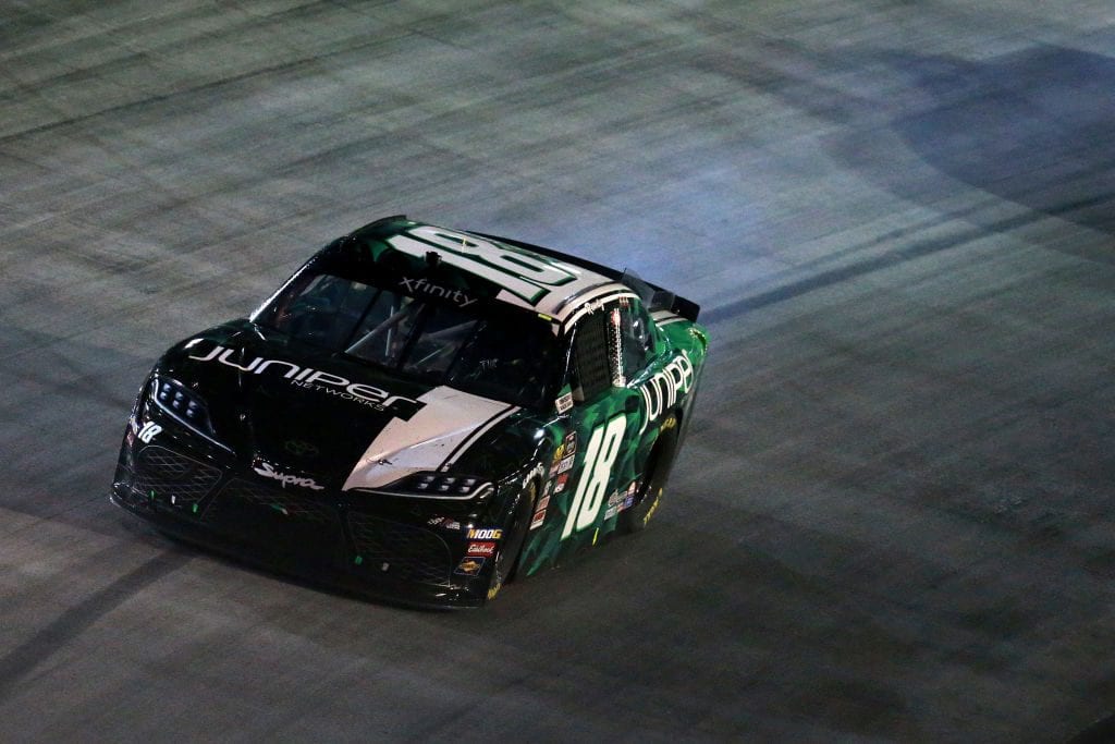 BRISTOL, TENNESSEE - AUGUST 16: Kyle Busch drives the #18 Juniper Toyota after his engine expired during the NASCAR Xfinity Series Food City 300 at Bristol Motor Speedway on August 16, 2019 in Bristol, Tennessee. (Photo by Sean Gardner/Getty Images) | Getty Images